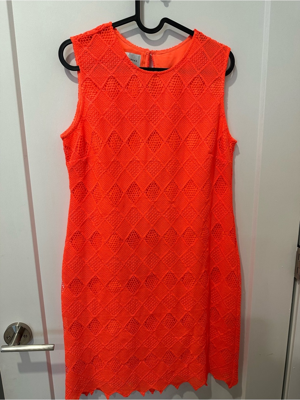 Donna Morgan Bright Orange Sleeveless Lace Shift Dress